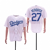 Dodgers 27 Alex Verdugo White Cool Base Jersey Sguo,baseball caps,new era cap wholesale,wholesale hats